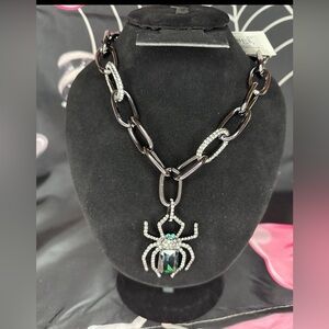 Betsey Johnson Halloween Spider Pendant Statement Necklace